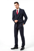 Charger l'image dans la visionneuse de la galerie, Grey Black Navy Stripe Men's 3 Piece Set
