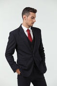 Gallery viewerに画像を読み込む, Grey Black Navy Stripe Men's 3 Piece Set
