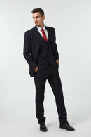 Grey Black Navy Stripe Men's 3 Piece Set