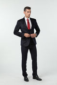 Load image into Gallery viewer, Unique Party Banquet White Navy 3 Piece Men Suits
