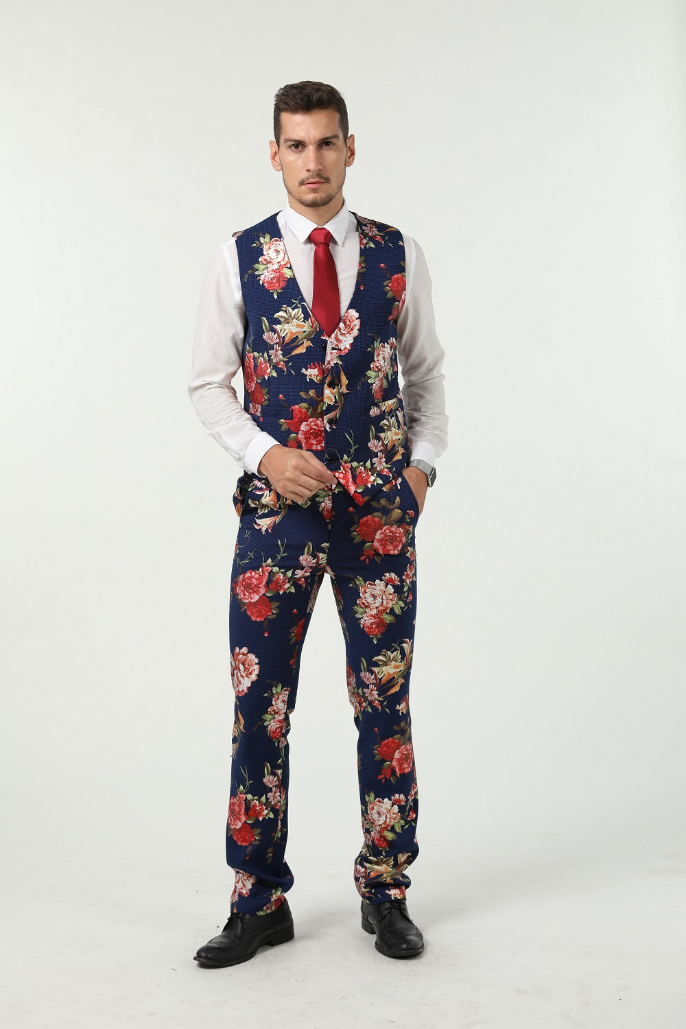 Floral Unique Patterned Party 3 Piece Men Suits