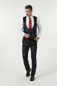 Gallery viewerに画像を読み込む, Navy Velvet Unique Patterned Party 3 Piece Men Suits
