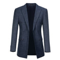 Cargar la imagen en la vista de la galería, Navy Plaid Men's Double Breasted  Blazer
