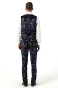 Gallery viewerに画像を読み込む, Navy Velvet Unique Patterned Party 3 Piece Men Suits
