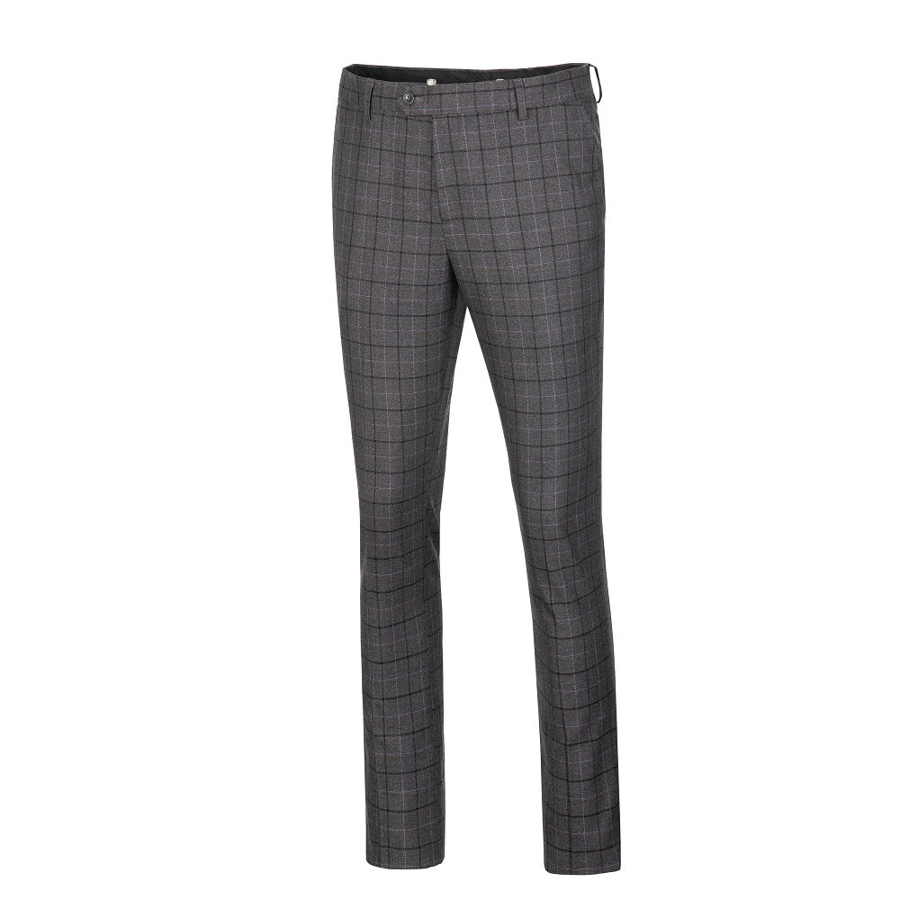 Grey Plaid Men's 3 Piece Set for Party, Wedding and Business