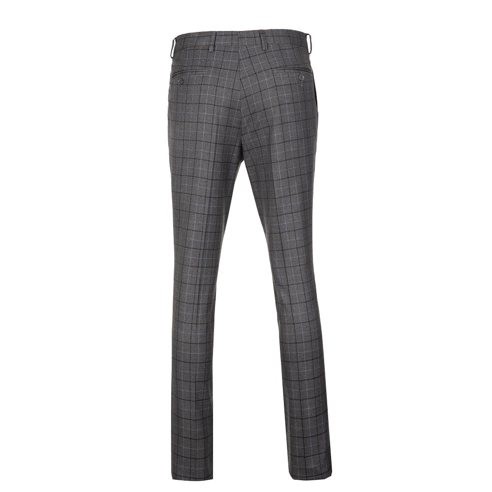 Grey Plaid Men's 3 Piece Set for Party, Wedding and Business