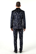 Gallery viewerに画像を読み込む, Navy Velvet Unique Patterned Party 3 Piece Men Suits
