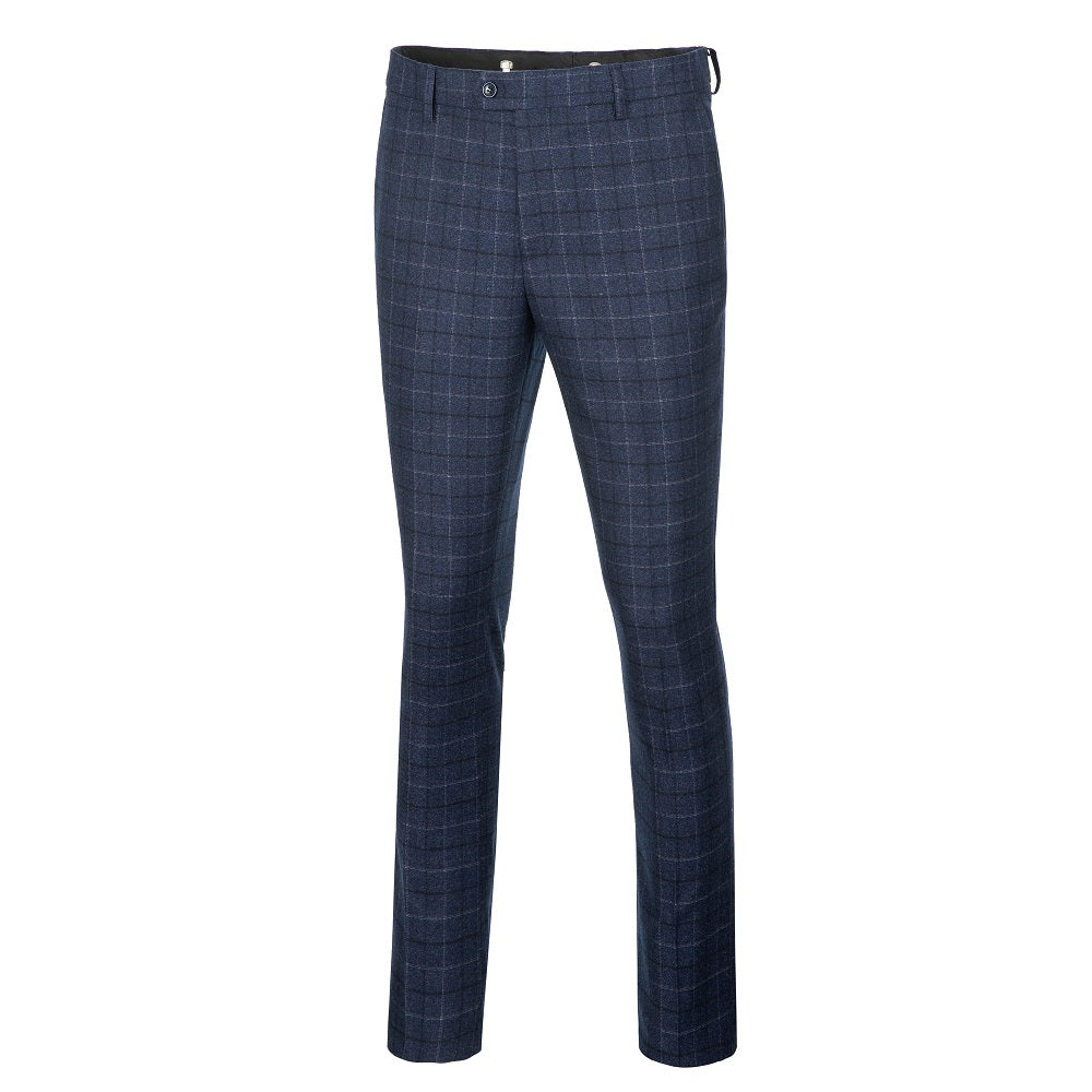 Navy Plaid Men's 3 Piece Set for Party, Wedding and Business