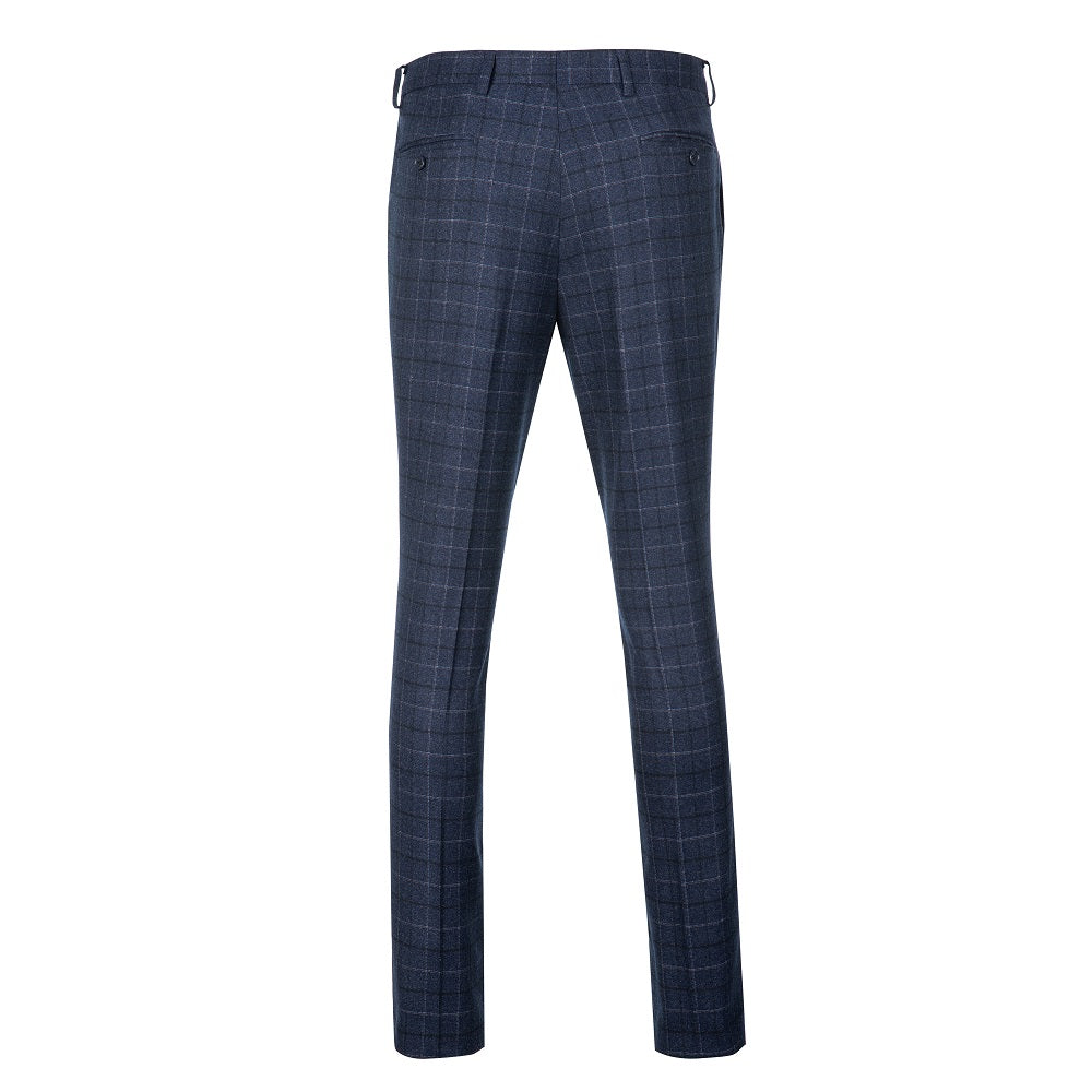 Navy Plaid Men's 3 Piece Set for Party, Wedding and Business