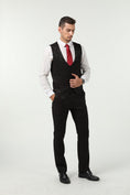 Cargar la imagen en la vista de la galería, New Arrival Black Unique Patterned Party Banquet 3 Piece Men Suits
