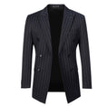 Cargar la imagen en la vista de la galería, Navy Stripe Men's Double Breasted Blazer for Party, Wedding and Business
