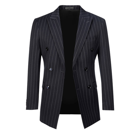 Navy Stripe Men's Double Breasted Blazer for Party, Wedding and Business