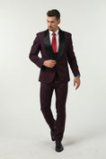 Gallery viewerに画像を読み込む, Purple Navy Unique Patterned Party 3 Piece Men Suits
