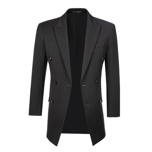 Black Stripe Men's Double Breasted Blazer for Party, Wedding and Business