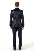 Cargar la imagen en la vista de la galería, Black Navy Velvet 3 Piece Men's Formal Suits
