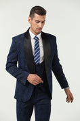 Gallery viewerに画像を読み込む, Purple Navy Unique Patterned Party 3 Piece Men Suits
