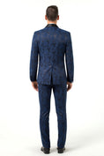 Gallery viewerに画像を読み込む, Purple Navy Unique Patterned Party 3 Piece Men Suits
