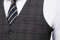 Cargar la imagen en la vista de la galería, Grey Plaid Men's 3 Piece Set for Party, Wedding and Business
