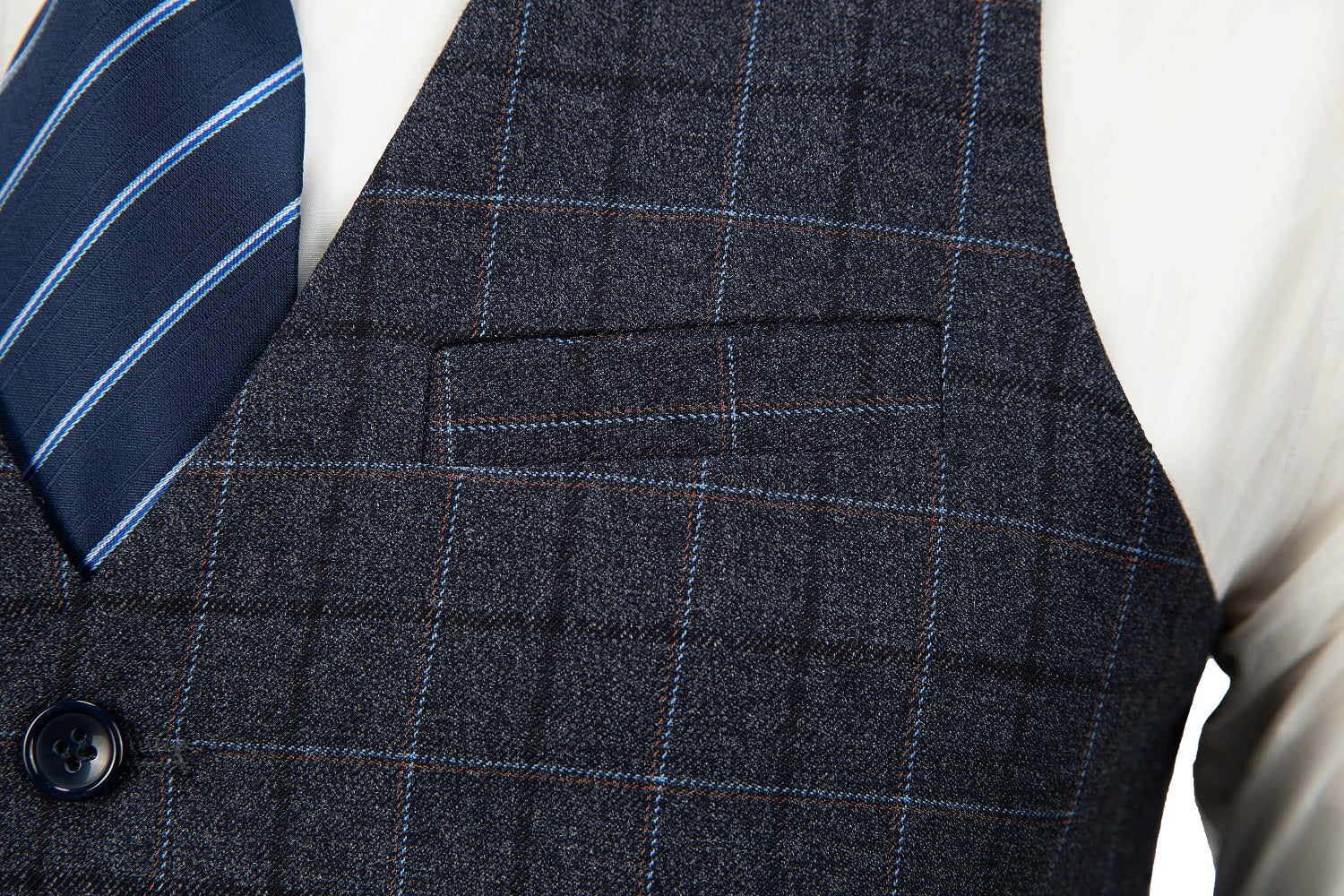 Dark Grey Plaid Men's Vest for Party, Wedding and Business