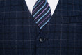 Gallery viewerに画像を読み込む, Navy Plaid Men's 3 Piece Set for Party, Wedding and Business
