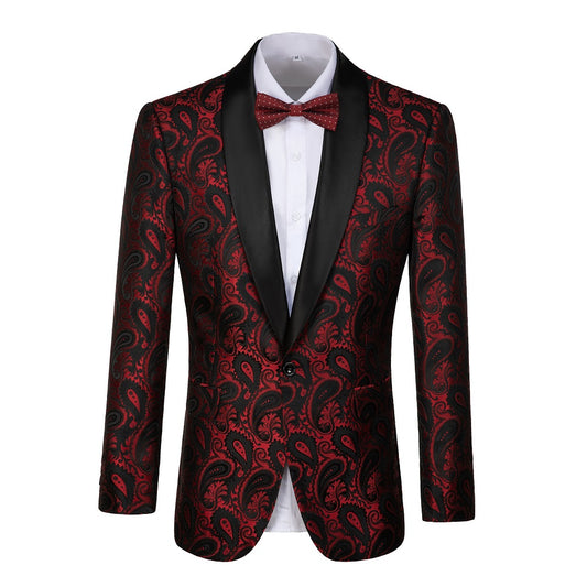 Burgundy Unique Patterned Men's Blazer for Party, Wedding and Business