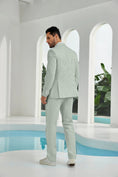 Charger l'image dans la visionneuse de la galerie, Seersucker Double Breasted Blazer Pants 2 Piece Men's Summer Suit
