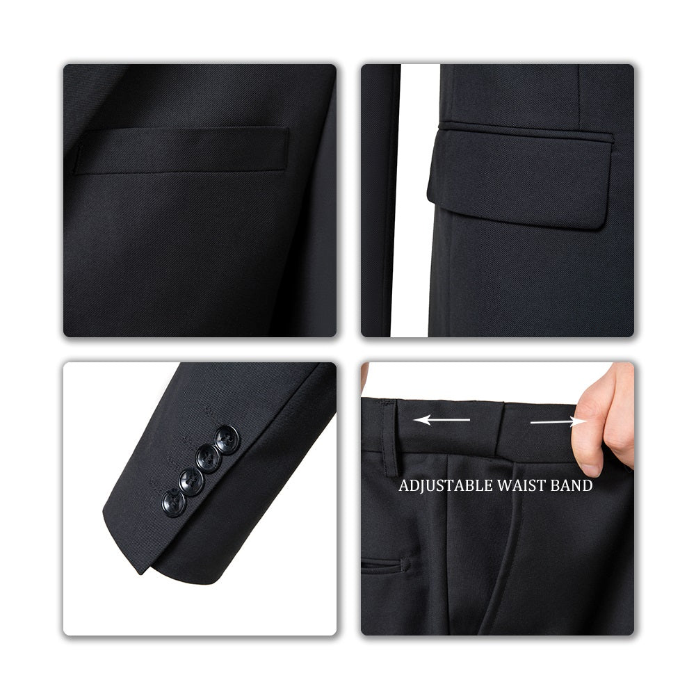 Black Two Button Wedding 2 Pieces Men's Suits Jacket+Pants