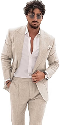 Load image into Gallery viewer, Summer Casual Linen Men's  2 Piece Suit Blazer Pants Set
