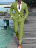 Gallery viewerに画像を読み込む, Men's Wedding Linen Beach Summer Single Breasted One-button 2 Piece Suits
