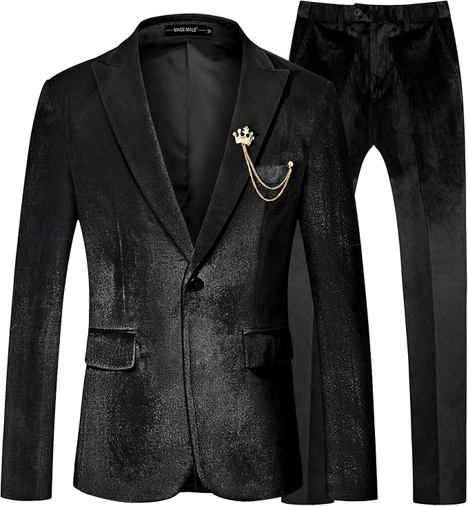 Velvet One Button Tuxedo 2 Piece Men Suits