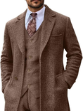 Load image into Gallery viewer, Retro Tweed Herringbone Long Blazer 3 Pieces Mens Suits 3690
