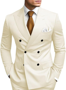 Double Breasted Peak Lapel 2 Piece Mens Slim Fit Suit