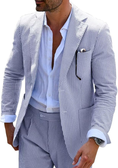 Charger l'image dans la visionneuse de la galerie, Seersucker Striped Blazer Pants 2 Piece Men's Summer Suit
