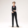 Load image into Gallery viewer, Black Plaid Elegant 5 Piece Boys Suits
