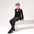 Load image into Gallery viewer, Black Plaid Elegant 5 Piece Boys Suits
