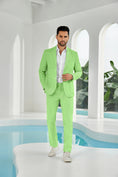 Charger l'image dans la visionneuse de la galerie, Seersucker Striped Blazer Pants 2 Piece Men's Summer Suit
