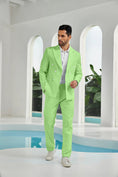 Load image into Gallery viewer, Seersucker Double Breasted Blazer Pants 2 Piece Men's Summer Suit
