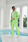 Cargar la imagen en la vista de la galería, Seersucker Striped Blazer Pants 2 Piece Men's Summer Suit
