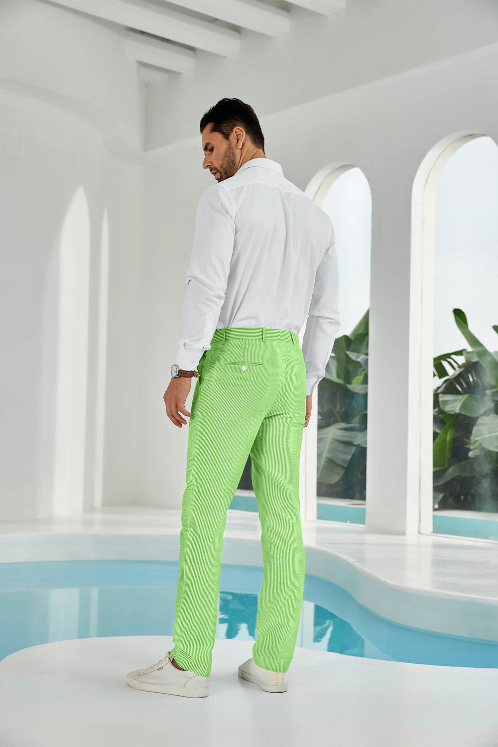 Seersucker Striped Men's Summer Pants