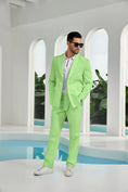 Load image into Gallery viewer, Seersucker Double Breasted Blazer Pants 2 Piece Men's Summer Suit
