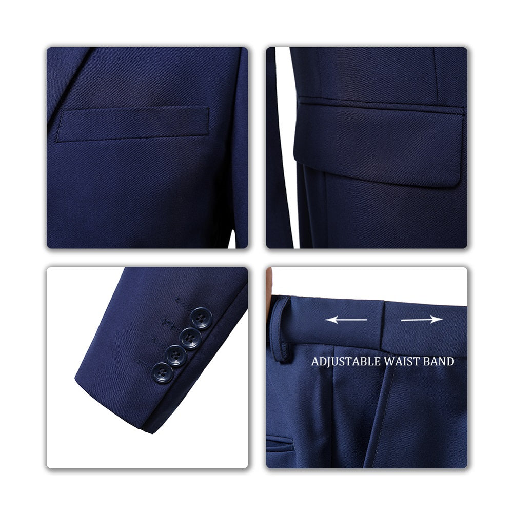 Navy Two Button Wedding 3 Pieces Slim Fit Men Suits