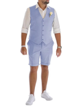 Charger l'image dans la visionneuse de la galerie, Men's Linen Summer Suits 2 Piece Causal Suits Vest and Shorts Tailored Fit 2024
