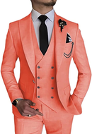 Stylish Peak Lapel Double Breasted One Button 3 Piece Men's Suit