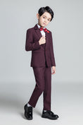 Load image into Gallery viewer, Purple Red Fashion 5 Piece Boys Suits
