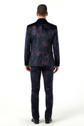 Gallery viewerに画像を読み込む, Navy Velvet Unique Patterned Party 3 Piece Men Suits
