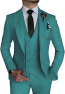 Stylish Peak Lapel Double Breasted One Button 3 Piece Men's Suit