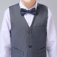 Load image into Gallery viewer, Grey Formal Classic 4 Piece Boy's Formal Suits With Vest+Pants+Shirt+Tie
