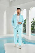 Cargar la imagen en la vista de la galería, Seersucker Striped Blazer Pants 2 Piece Men's Summer Suit
