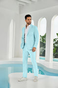 Charger l'image dans la visionneuse de la galerie, Seersucker Striped Blazer Pants 2 Piece Men's Summer Suit
