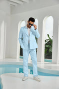 Charger l'image dans la visionneuse de la galerie, Seersucker Double Breasted Blazer Pants 2 Piece Men's Summer Suit
